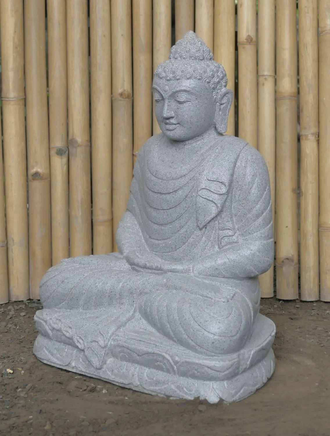 Product image 2 of the product “Seated Buddha made of Riverstone in Dhyana position - gesture of meditation, H.62 cm, natural. ”